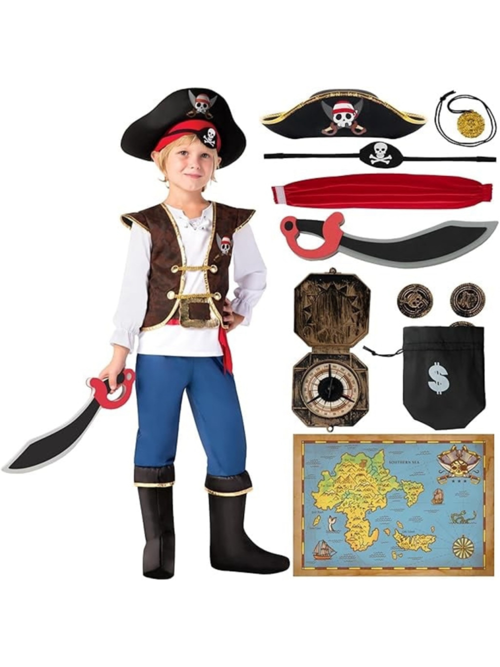 Spooktacular Creations Halloween Pirate Costume Pirate Costume Set Size Small